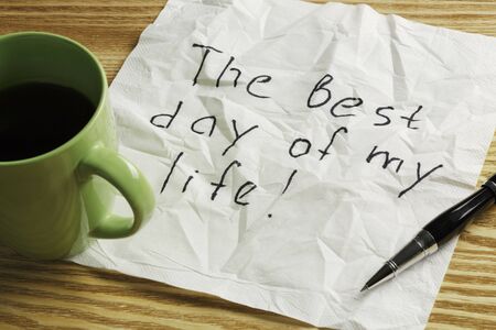 Message written on napkin . Mixed mediaの写真素材