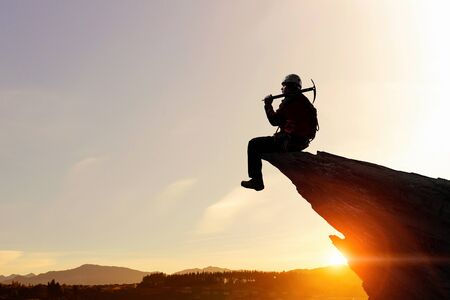Extreme climbing is his adrenaline . Mixed mediaの写真素材