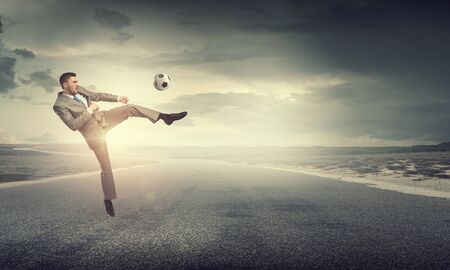 He is leader and forward player . Mixed mediaの写真素材