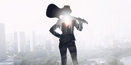 Music is her lifestyle . Mixed mediaの写真素材