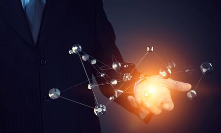 Networking and communication concept . Mixed mediaの写真素材