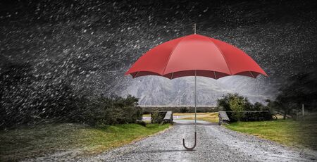 Color umbrella in sky . Mixed mediaの写真素材