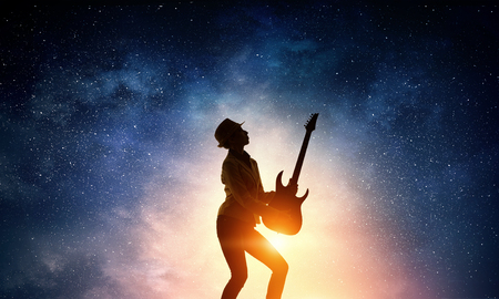Music is her lifestyle . Mixed mediaの写真素材