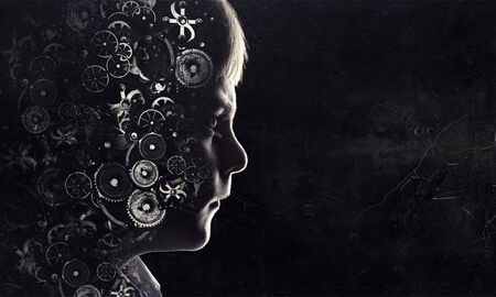 Concept of mental thinking . Mixed mediaの写真素材