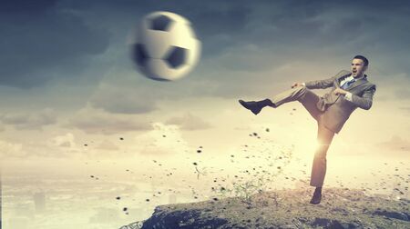 He is leader and forward player . Mixed mediaの写真素材