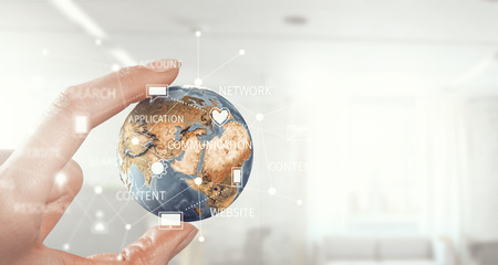 Social connection and networking. Mixed media . Mixed mediaの写真素材