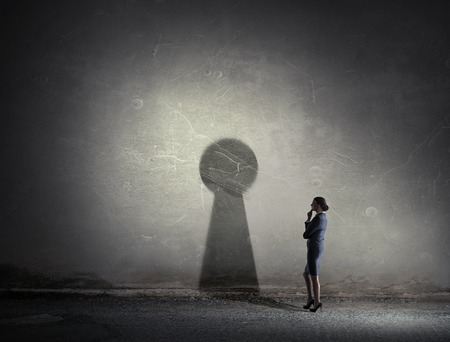 She needs to find answer . Mixed mediaの写真素材