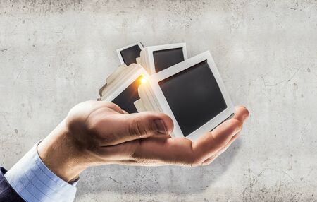 Problem of television addiction . Mixed mediaの写真素材