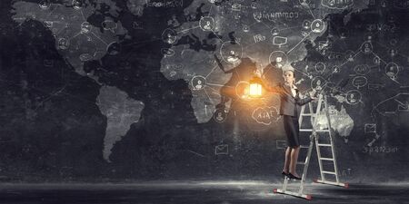 Lost in darkness . Mixed media . Mixed mediaの写真素材