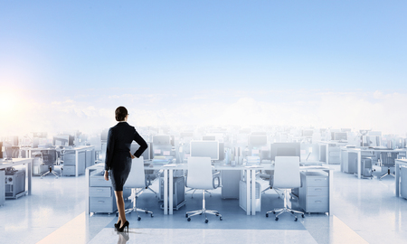 Corporate workplaces equipped by modern equipment . Mixed mediaの写真素材