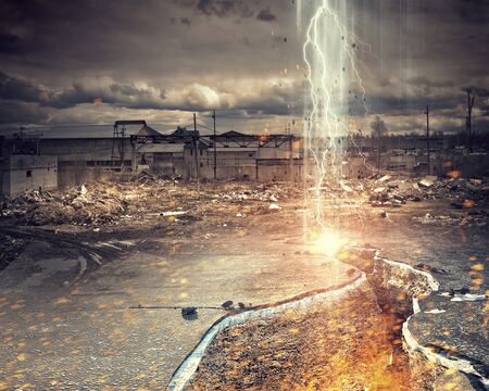 Idea of catastrophe and danger . Mixed media