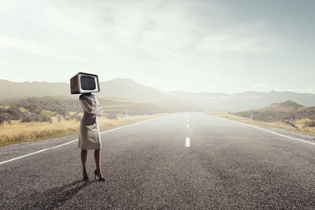 Problem of television addiction . Mixed media . Mixed mediaの写真素材