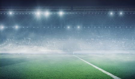 Foggy soccer field . Mixed mediaの写真素材