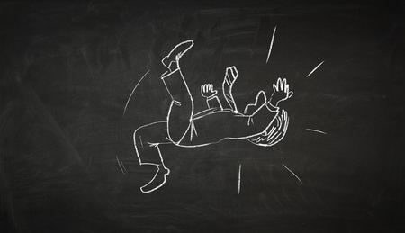 Cartoon image of business personage . Mixed media