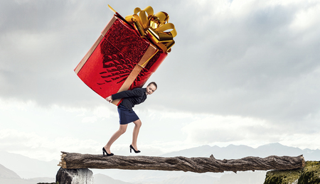 Getting gift or bonus . Mixed mediaの写真素材