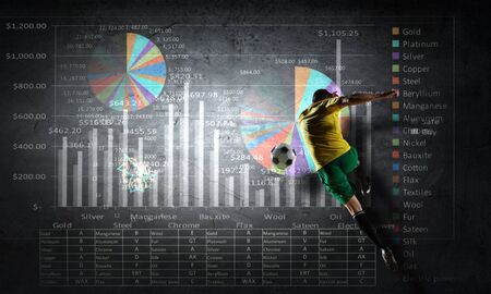 Football game statistics . Mixed media . Mixed mediaの写真素材