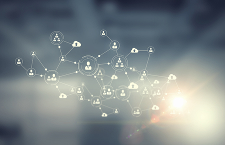 Background conceptual image with social networking icons. 3D renderingの写真素材