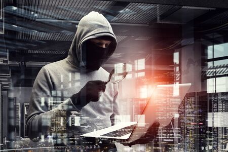 Network security and privacy crime. Mixed media . Mixed media