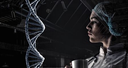 Portrait of female doctor . Mixed mediaの写真素材