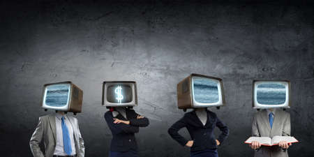 Problem of television addiction. Mixed media . Mixed mediaの写真素材