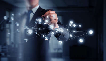 Networking technologies and social interaction. Mixed mediaの写真素材