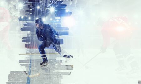 Hockey players on iceの写真素材