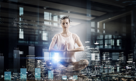 Business and healthy life balance. Mixed mediaの写真素材