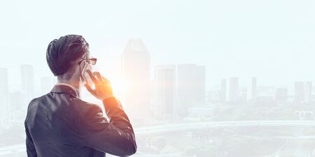 Businessman talk cell phone