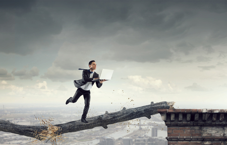 Overcoming fear of failure . Mixed mediaの写真素材