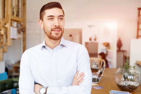 Young man in offficeの写真素材