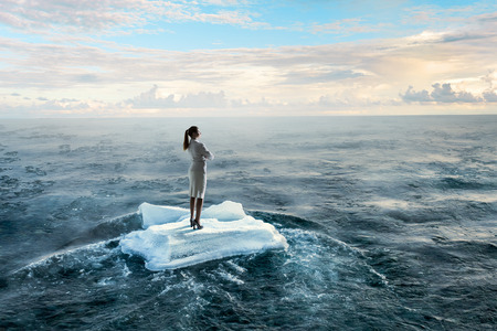 Surfing sea on ice floeの写真素材