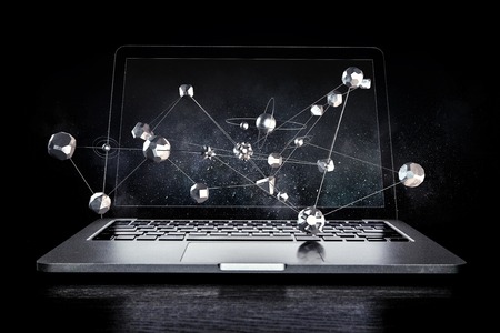 Social connection and networking. Mixed mediaの写真素材