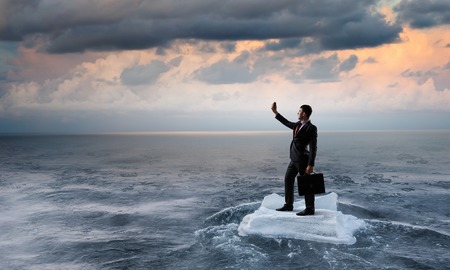 Surfing sea on ice floeの写真素材