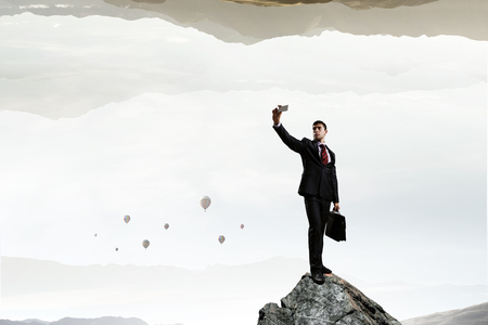 Catch your best selfie. Mixed mediaの写真素材