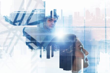 Guy surfing the net . Mixed mediaの写真素材