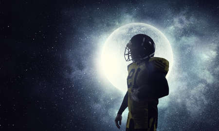 Center player with ball in hands. Mixed mediaの写真素材