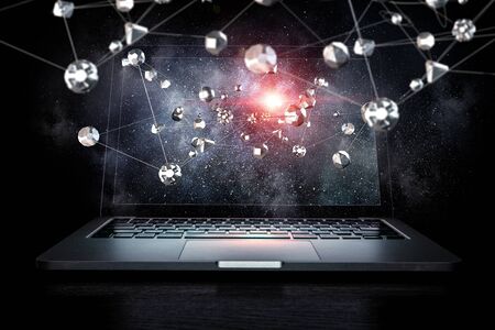 Social connection and networking. Mixed media . Mixed mediaの写真素材