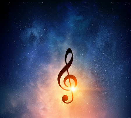 Music sign in darkness. Mixed media . Mixed mediaの写真素材