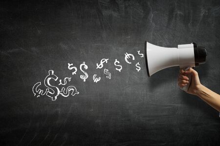 Make your announcement. Mixed mediaの写真素材