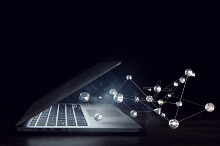 Social connection and networking. Mixed mediaの写真素材