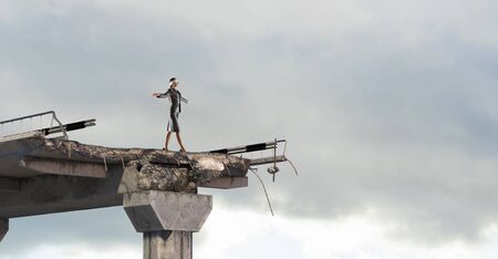 She is determined to overcome everything. Mixed mediaの写真素材