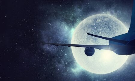 Airliner in night sky
