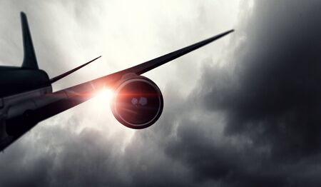 Airliner in night sky