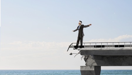 Making blind steps always a great risk. Mixed mediaの写真素材