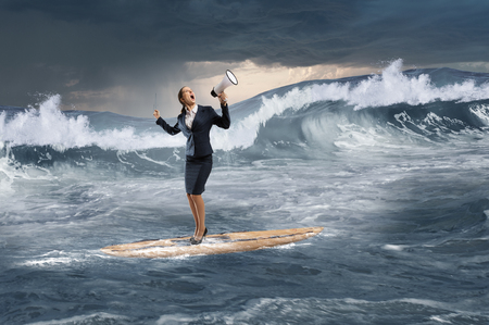 Catching success wave. Mixed mediaの写真素材