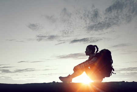 Feeling of unity with nature. Mixed mediaの写真素材