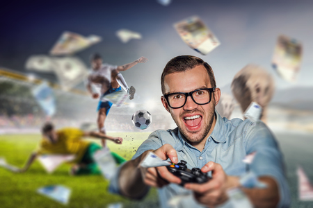 Experience the reality of game. Mixed mediaの写真素材