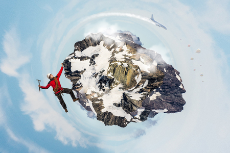 Extreme climbing is his adrenaline . Mixed mediaの写真素材