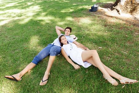 Young couple in the parkの写真素材