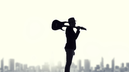 Rock guy with guitar. Mixed mediaの写真素材